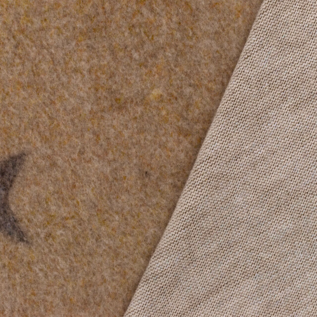 Camel Brown-Gray Star Printed Brushed Stretch Jersey Sweater Knit Fabric By the Yard